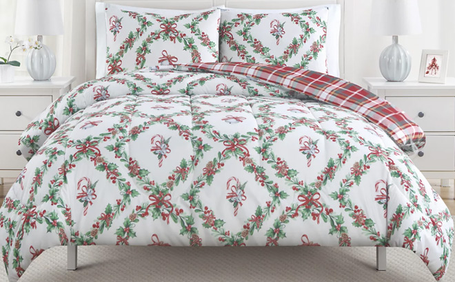 Wreath With Bow Reversible 3 Piece Comforter Set Wreath With Bow Reversible 3 Piece Comforter Set