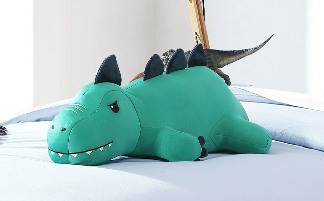 Your Zone Kids Green Dino Cooling Plush Pillow