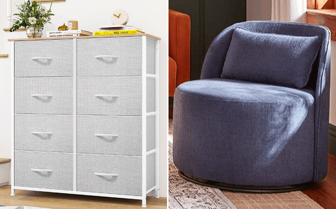 8 Drawers Dresser and Better Homes and Gardens Juliet Modern Arch Swivel Accent Chair 8 Drawers Dresser and Better Homes and Gardens Juliet Modern Arch Swivel Accent Chair