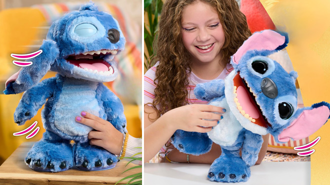 A Child Playing with Disney Stitch Ultimate Interactive 17 Inch Plush A Child Playing with Disney Stitch Ultimate Interactive 17 Inch Plush