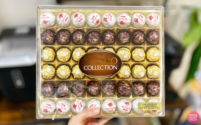 A Person Holding Ferrero Rocher Collection 48 Count Assorted Gift Box