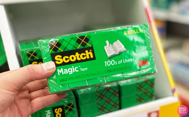A Person Holding a Pack of Scotch Magic Invisible Clear Tape Refills