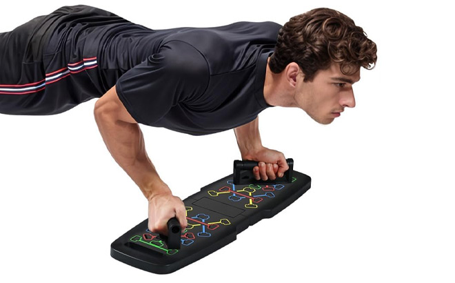 A Person Using Push Up Board