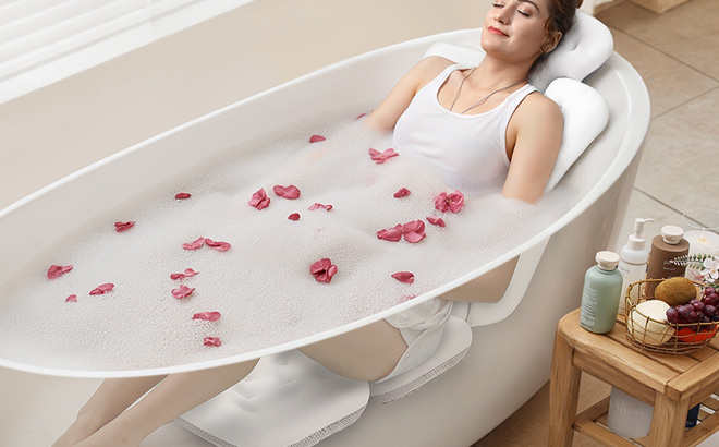 A Person Using a Full Body Bath Pillow