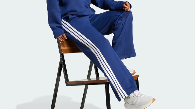 Adidas Essentials 3 Stripes Open Hem Fleece Pants Adidas Essentials 3 Stripes Open Hem Fleece Pants