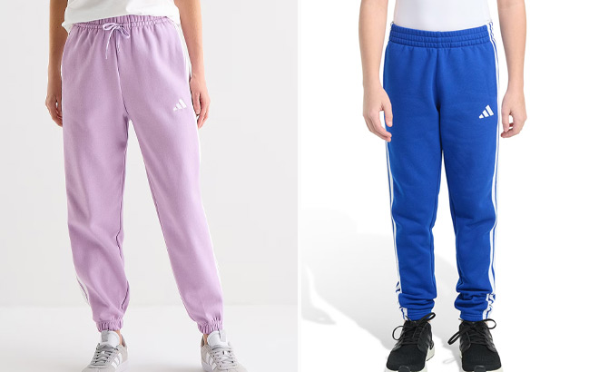 Adidas Womens Straight Mid Rise Fleece Active Jogger Pants