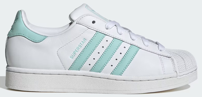 Adidas Womens Superstar II Sneaker in Cloud White Semi Flash Aqua Easy Mint