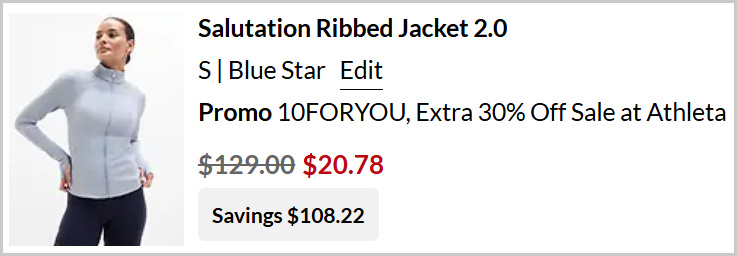 Athleta Jacket at Checkout