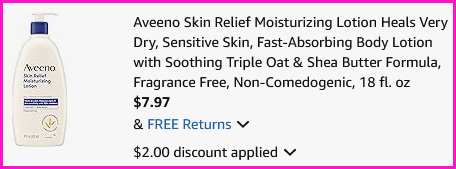Aveeno Moisturizing Lotion Checkout Screen Aveeno Moisturizing Lotion Checkout Screen