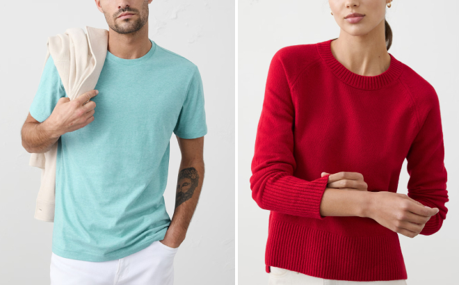 Banana Republic Factory Premium T Shirt and Perfectly Soft Crew Neck Sweater Banana Republic Factory Premium T Shirt and Perfectly Soft Crew Neck Sweater