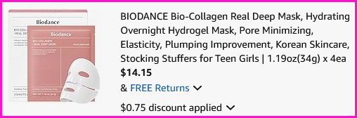 Biodance Face Mask Checkout Screen