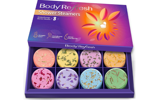 Body Refresh 8 Pack Shower Bombs with Essential Oils