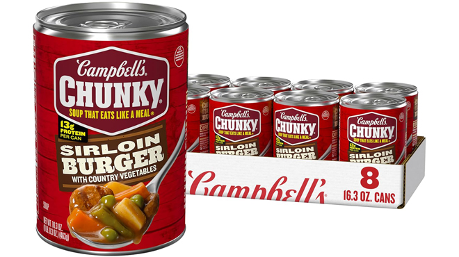 Campbells Sirloin Burger With Country Vegetable Beef Soup 8 Pack