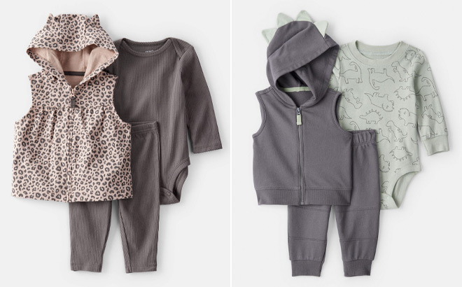 Carters Baby 3 Piece Leopard Little Vest Set