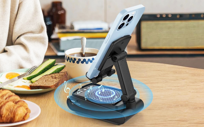Cell Phone Stand with Wireless Bluetooth Speaker
