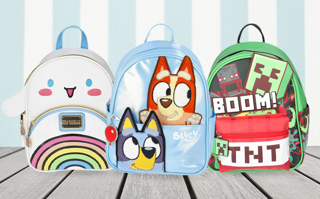 Character Mini Backpacks on the Table