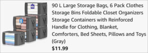 Checkout page of Budding Joy 90L Clothes Storage Bags 6 Pack