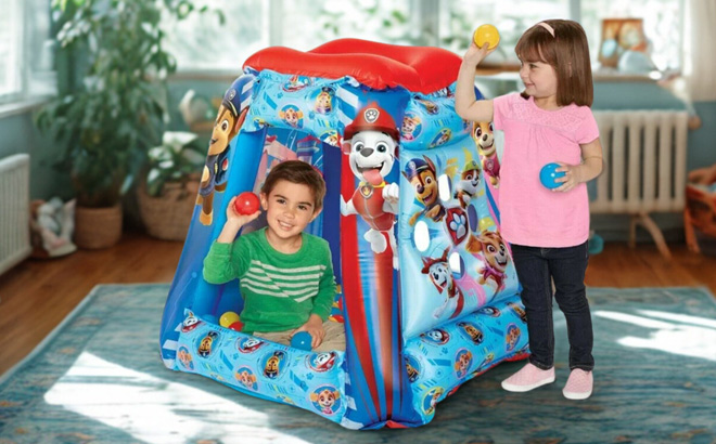 Children Playing with a Paw Patrol Indoor Inflatable Ball Pit Children Playing with a Paw Patrol Indoor Inflatable Ball Pit