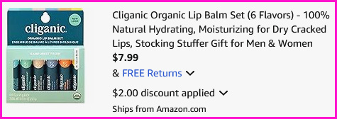 Cliganic Organic Lip Balm Checkout Screen