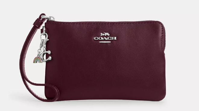 Coach Outlet Boxed Corner Zip Wristlet In Signature Canvas With Charms 1 Coach Outlet Boxed Corner Zip Wristlet In Signature Canvas With Charms 1