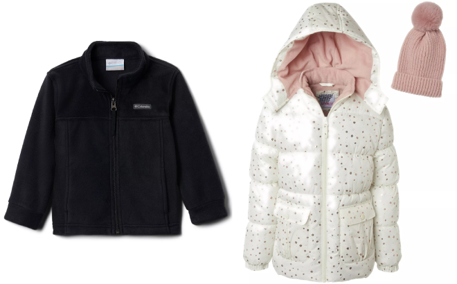 Columbia Toddler Steens Mountain Fleece Jacket and Kensie Girl Big Girls Foil Dot Puffer Jacket with Beanie Columbia Toddler Steens Mountain Fleece Jacket and Kensie Girl Big Girls Foil Dot Puffer Jacket with Beanie