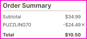 Custom Photo Puzzle Checkout Screen