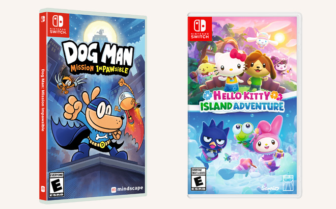Dog Man Mission Impawsible and Hello Kitty Island Adventure Nintendo Switch Game