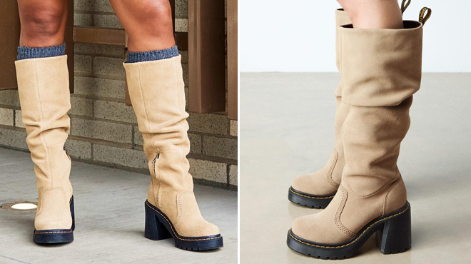 Dr Martens Kasey Suede Knee High Heeled Boots