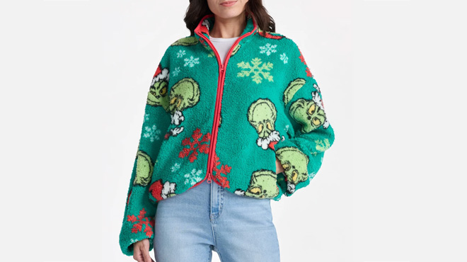 Dr Seuss The Grinch Womens Christmas Woobie Fleece Jacket Dr Seuss The Grinch Womens Christmas Woobie Fleece Jacket