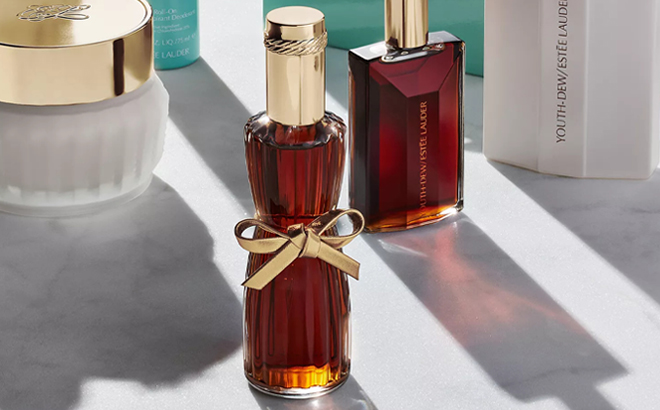 Estee Lauder Youth Dew Eau de Parfum Spray on a Table