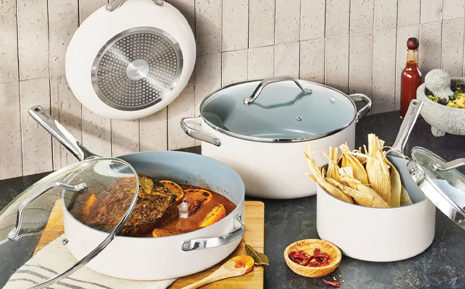 Figmint 7pc Nonstick Ceramic Coated Aluminum Cookware Set Figmint 7pc Nonstick Ceramic Coated Aluminum Cookware Set