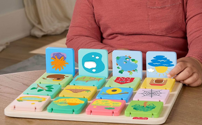 Fisher Price Wood Preschool Toy Lift Reveal Board