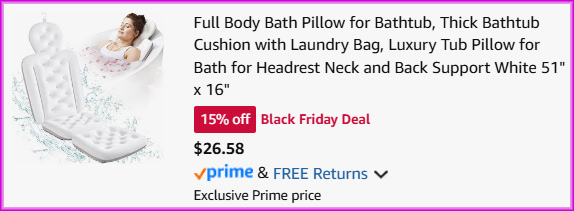 Full Body Bath Pillow Checkout Screen