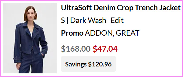 GAP Denim Crop Trench Jacket at Checkou