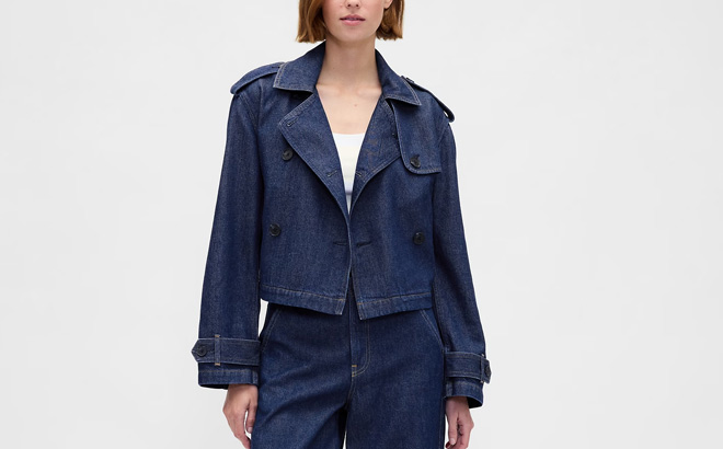 GAP Denim Crop Trench Jacket