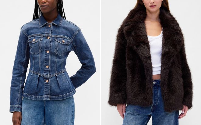GAP Denim Peplum Jacket and Faux Fur Coat