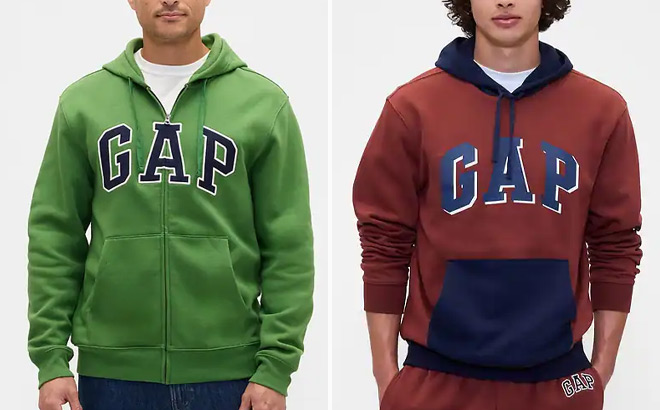 GAP Factory Mens Relaxed Gap Logo Zip Hoodie
