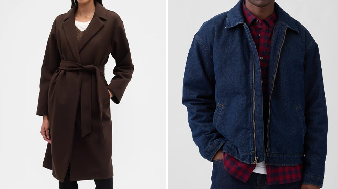 GAP Factory Relaxed Wrap Coat and Relaxed Denim Jacket