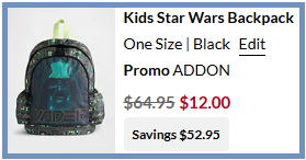 GAP Kids Star Wars Backpack Checkout Page