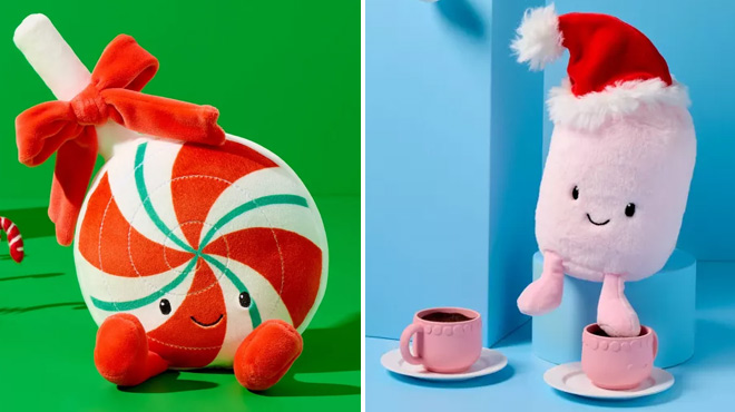 Gigglescape Peppermint Lollipop Plush and Pink Marshmallow with Hat Plush