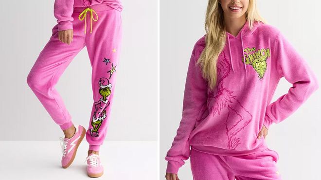 Grinch Graphic Woobie Joggers and Graphic Woobie Pullover Hoodie