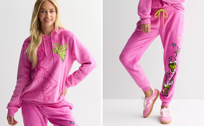 Grinch Graphic Woobie Juniors Hoodie and Joggers