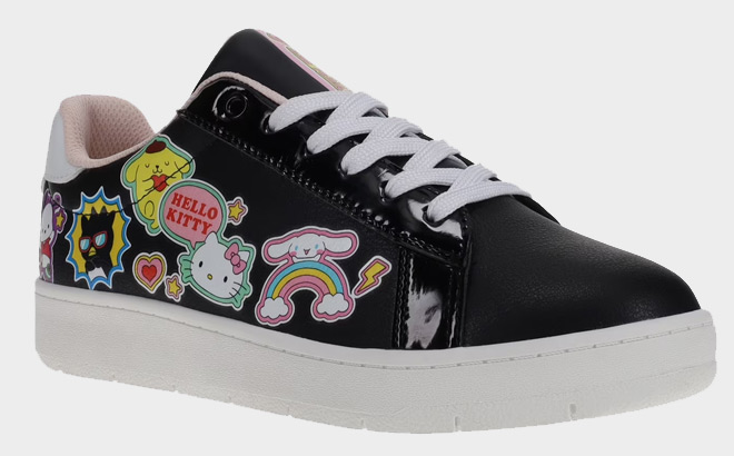 Hello Kitty Friends By Sanrio Womens Black Casual Court Sneaker