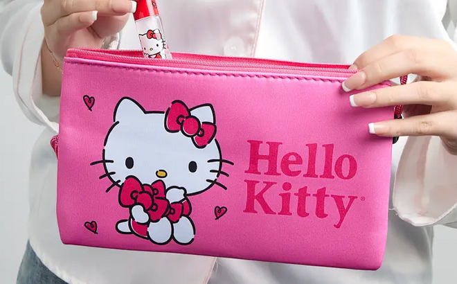 Hello Kitty Pink Neoprene Zip Pouch Makeup Bag