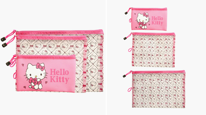 Hello Kitty Quilt Pattern 3 Pack Travel Pouch Set
