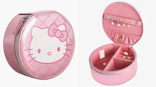 Hello Kitty Round Zip Around Jewelry Travel Storage