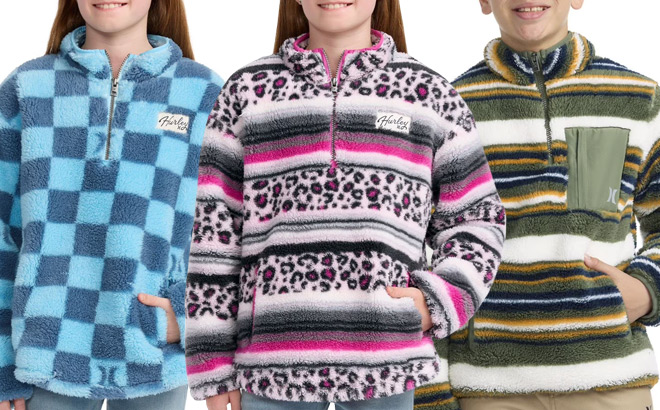 Hurley Kids Sherpa Quarter Zip Pullovers