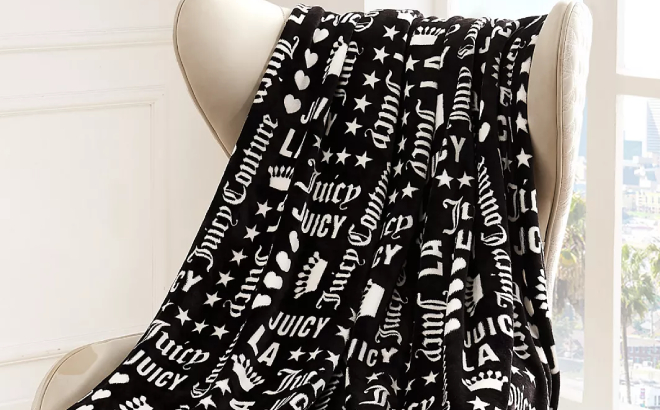 Juicy Couture Plush Throw on a Chair