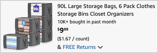 Large Storage Bags at Checkout
