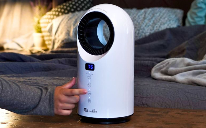 LivePure Turbine Vortex Oscillating Heater in White Color on a Table LivePure Turbine Vortex Oscillating Heater in White Color on a Table